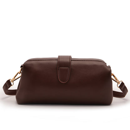 Coffee Chic Vintage Inspired PU Leather Crossbody Bag - Small Frame Doctor Style Purse with Adjustable Strap