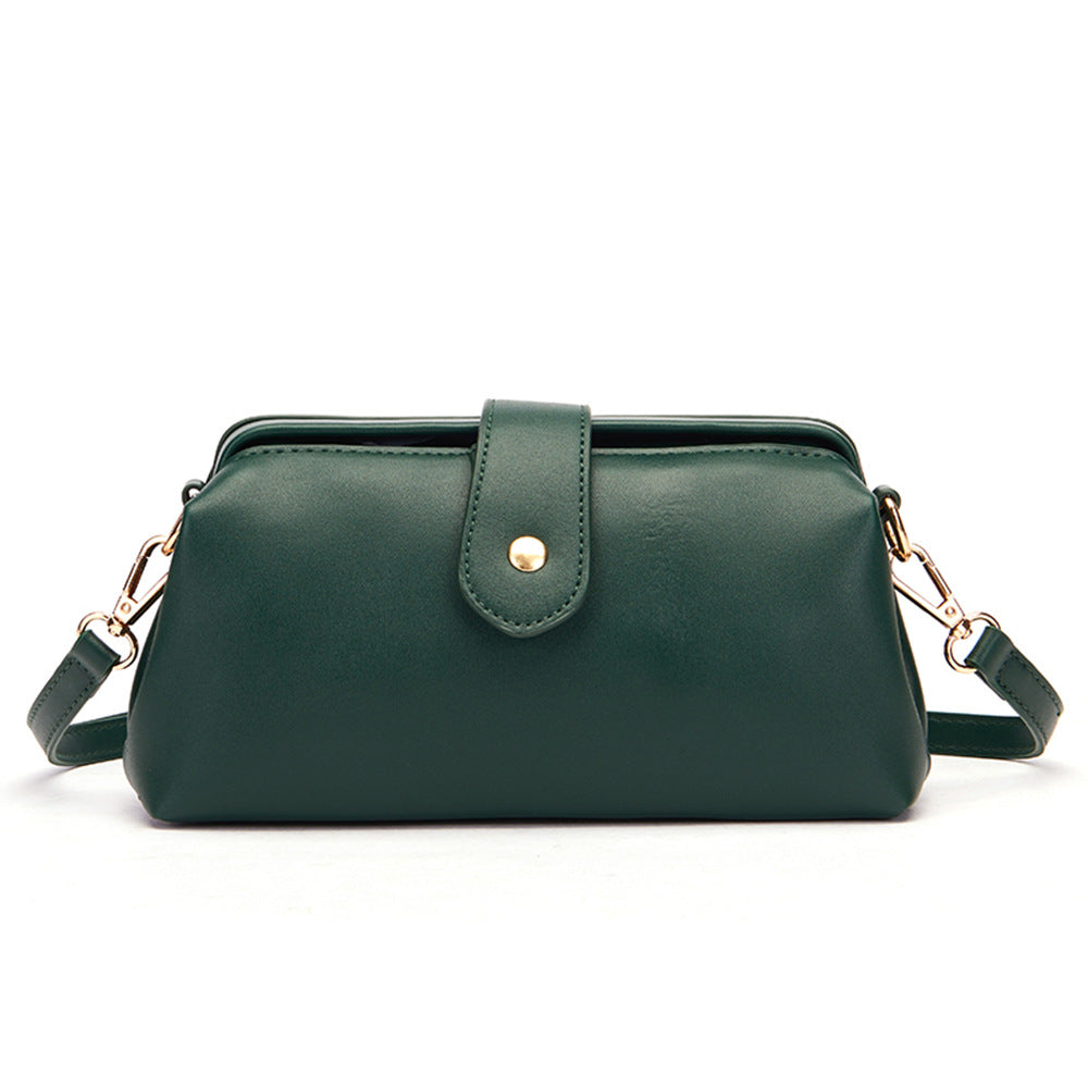 Dark Green Chic Vintage Inspired PU Leather Crossbody Bag - Small Frame Doctor Style Purse with Adjustable Strap