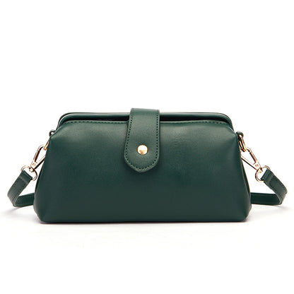Dark Green Chic Vintage Inspired PU Leather Crossbody Bag - Small Frame Doctor Style Purse with Adjustable Strap