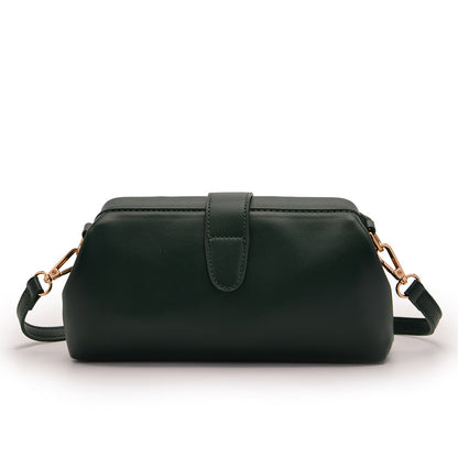 Dark Green Chic Vintage Inspired PU Leather Crossbody Bag - Small Frame Doctor Style Purse with Adjustable Strap