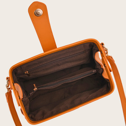 Yellow Chic Vintage Inspired PU Leather Crossbody Bag - Small Frame Doctor Style Purse with Adjustable Strap