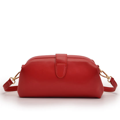 Red Chic Vintage Inspired PU Leather Crossbody Bag - Small Frame Doctor Style Purse with Adjustable Strap