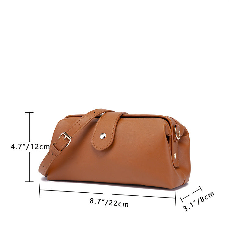 Black Chic Vintage Inspired PU Leather Crossbody Bag - Small Frame Doctor Style Purse with Adjustable Strap