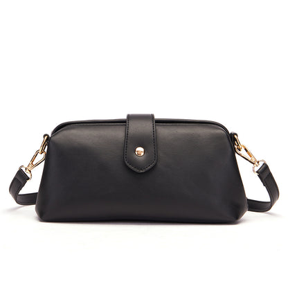 Black Chic Vintage Inspired PU Leather Crossbody Bag - Small Frame Doctor Style Purse with Adjustable Strap