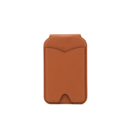 Brown Chic MagSafe Wallet with Mirror & Stand - PU Leather Card Holder for iPhone 12-16 Series