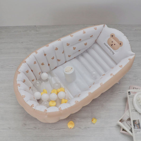 Bear Pattern Premium Inflatable Baby Bath Tub - Safe PVC Indoor Swimming Pool