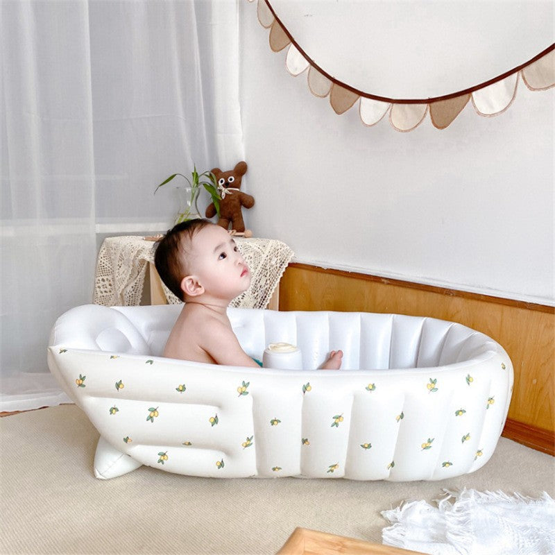 Olive Pattern Premium Inflatable Baby Bath Tub - Safe PVC Indoor Swimming Pool