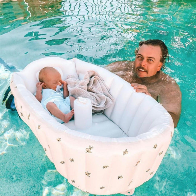 Olive Pattern Premium Inflatable Baby Bath Tub - Safe PVC Indoor Swimming Pool