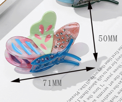Yellow-pink-blue Stylish 3-Piece Butterfly Acetate Hair Clip Set
