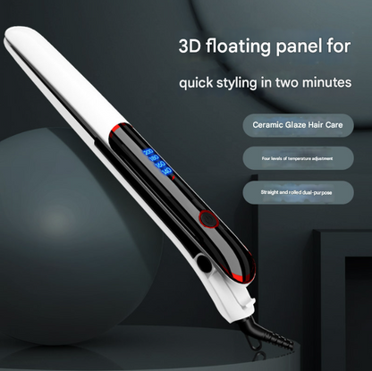 Black 3D Hair Straightener & Curler - Dual-Use Electric Hair Styler