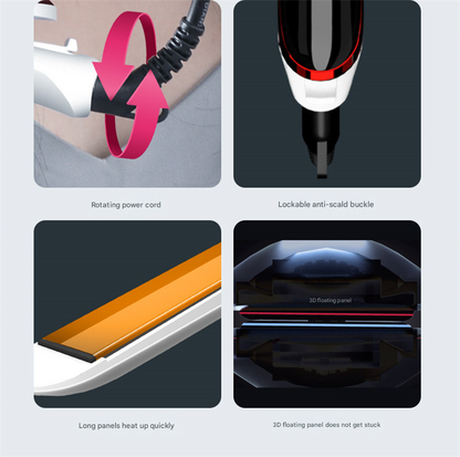 White 3D Hair Straightener & Curler - Dual-Use Electric Hair Styler