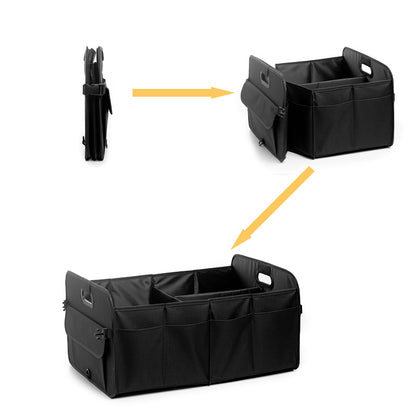 Brown Car Storage Box - Foldable Waterproof Trunk Organizer
