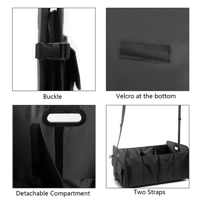 Grey Car Storage Box - Foldable Waterproof Trunk Organizer