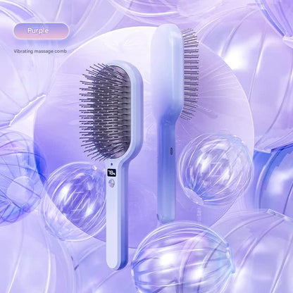 Electric Ionic Vibrating Massage Hairbrush - 3-Mode Sonic Scalp Massager & Detangler with LCD Display(Purple)