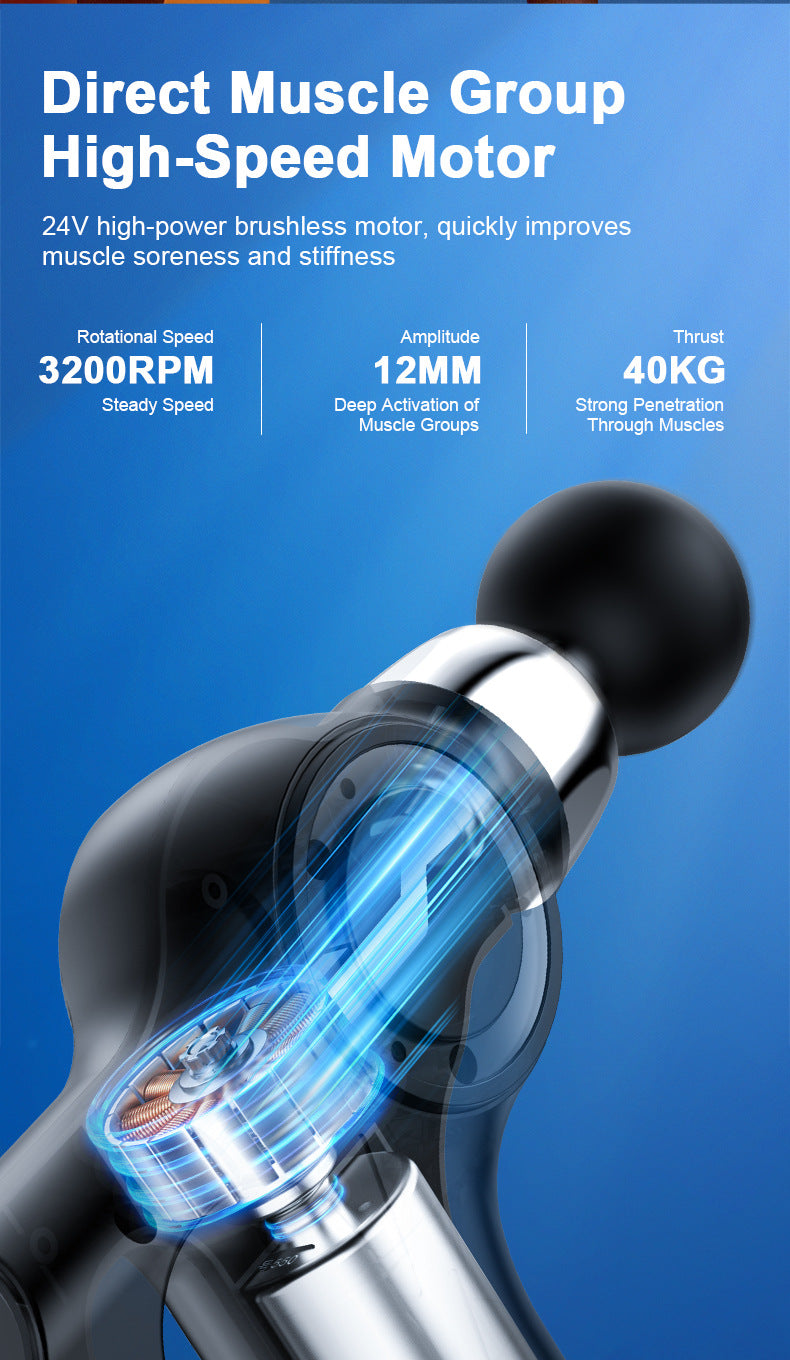 Professional Deep Tissue Percussion Massage Gun - 30 Speeds, 6 Heads & LCD Touch Screen(black)