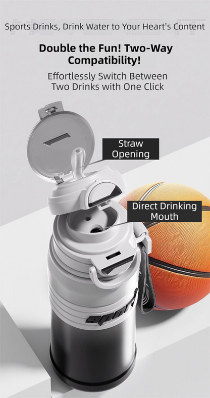 White 680ml Large Capacity Sports Insulated Tumbler - 316 Stainless Steel Straw Water...