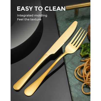 Gold Cutlery Set Kitchen Stainless Steel Fork Knife Spoon Flatware Cutlery Gift For Party...