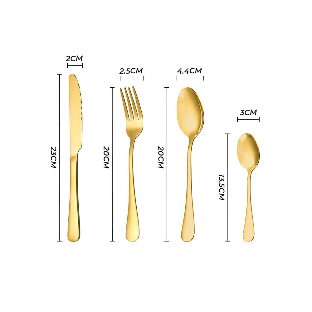Gold Cutlery Set Kitchen Stainless Steel Fork Knife Spoon Flatware Cutlery Gift For Party...
