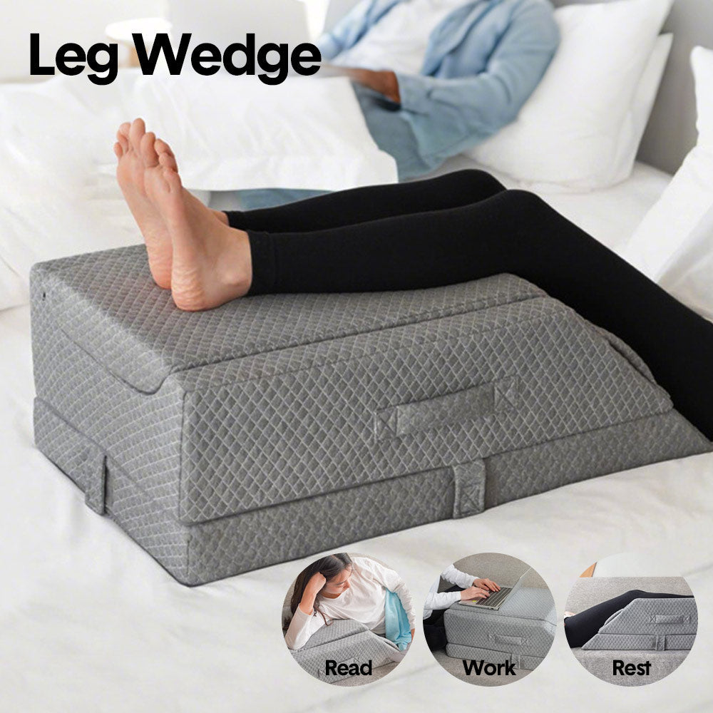 Leg Wedge Ergonomic Booster 3-Height Adjustable Memory Foam Leg Support Pillow With...