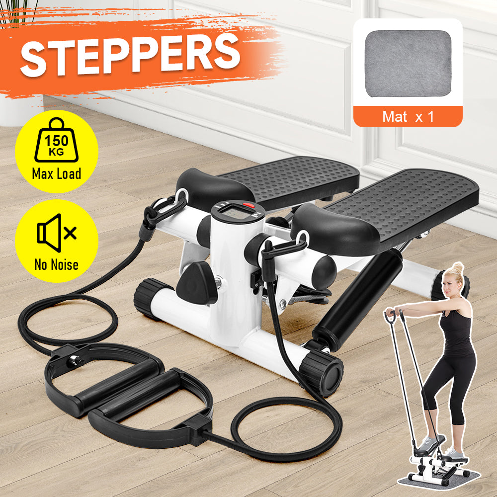 Mini Stepper Home Office Stair Stepper Machine With Resistance Bands And LCD Monitor For...