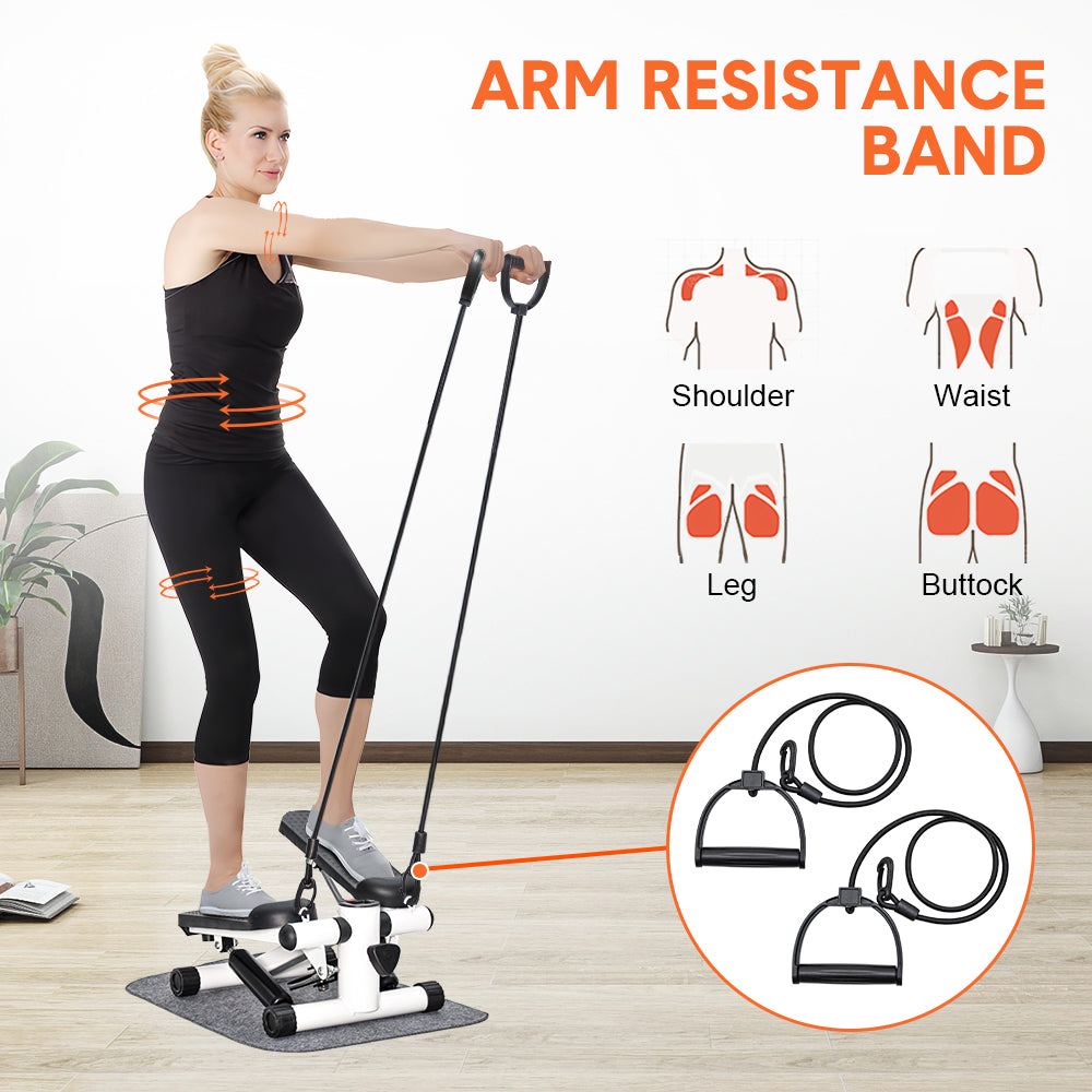 Mini Stepper Home Office Stair Stepper Machine With Resistance Bands And LCD Monitor For...