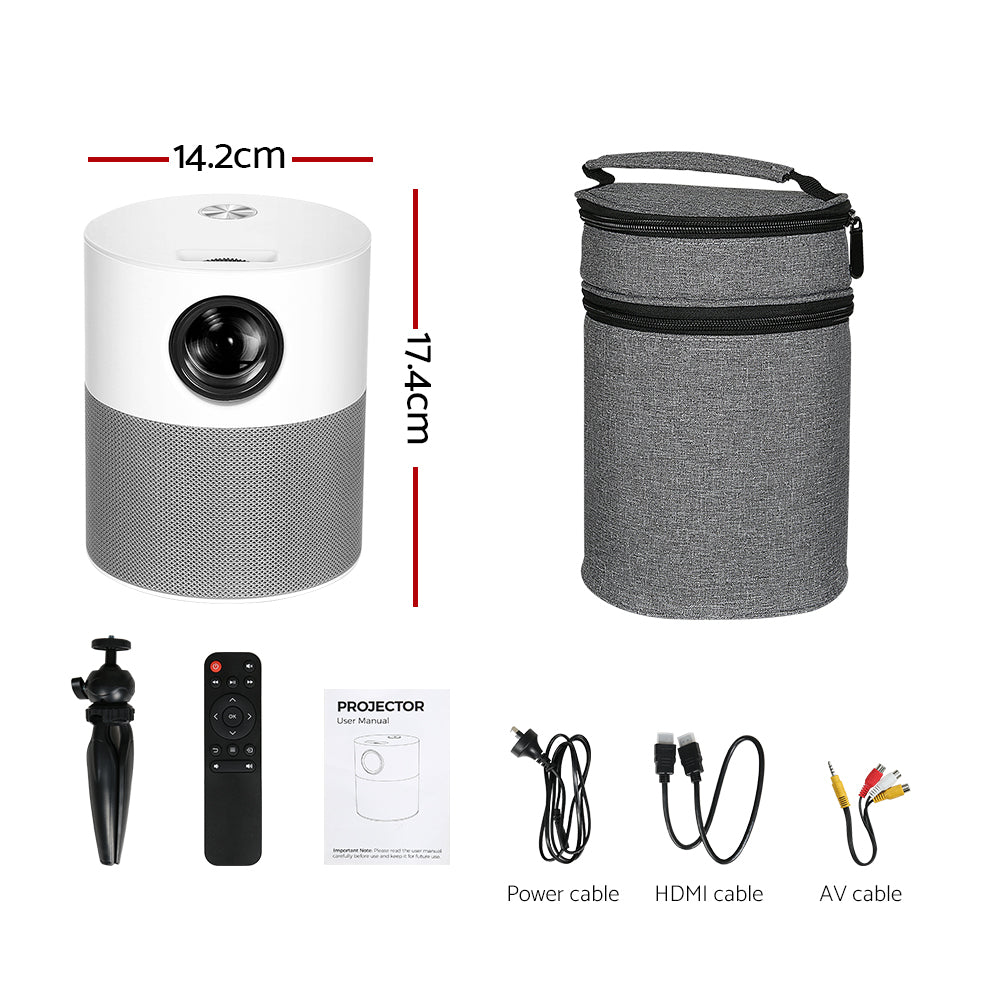 Devanti Mini Video Projector — Native 1080p, Wi-Fi Screencast, Tripod Included
