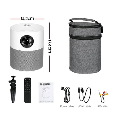 Devanti Mini Video Projector — Native 1080p, Wi-Fi Screencast, Tripod Included