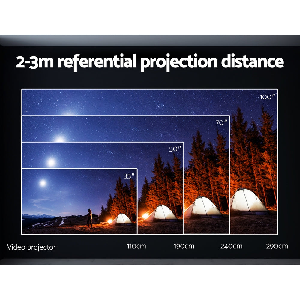 Devanti Mini Video Projector — Native 1080p, Wi-Fi Screencast, Tripod Included