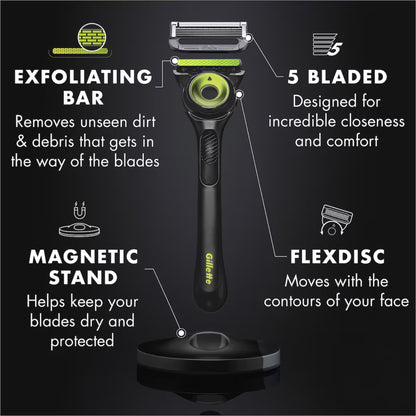 Gillette P Cummins Labs Razor Handle  +2 Cartridges & Magnetic Stand — image 4