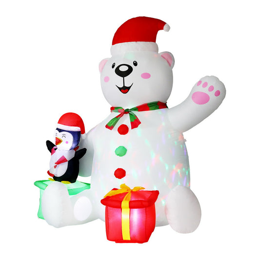 Jingle Jollys Christmas Inflatable Bear 1.8M Height LED Outdoor Decorations Illuminated