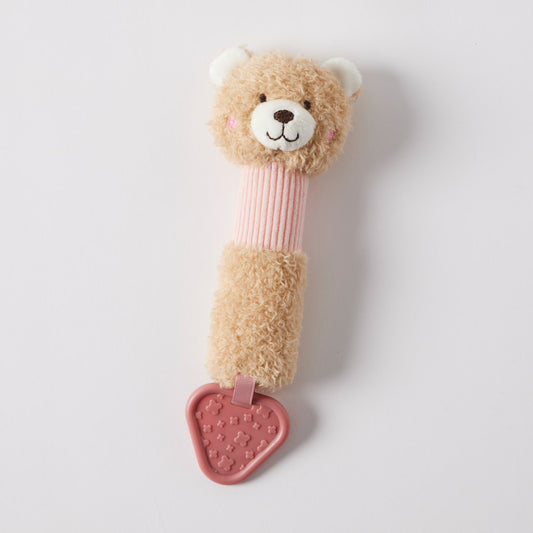 Jiggle & Giggle Hugglies Teddy Bear Squeaker With Teether – Pink
