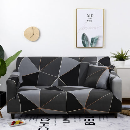 Anyhouz 3 Seater Sofa Cover Gray Triangular Geometric Style and Protection For Living Room Sofa Chair Elastic Stretchable Slipcover