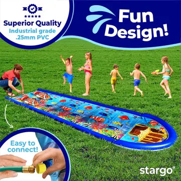 Stargo™ Undersea Twin-Lane Water Slide with Splash Pad & Clownfish Boards – 18ft  | Summer Backyard Fun for Kids
