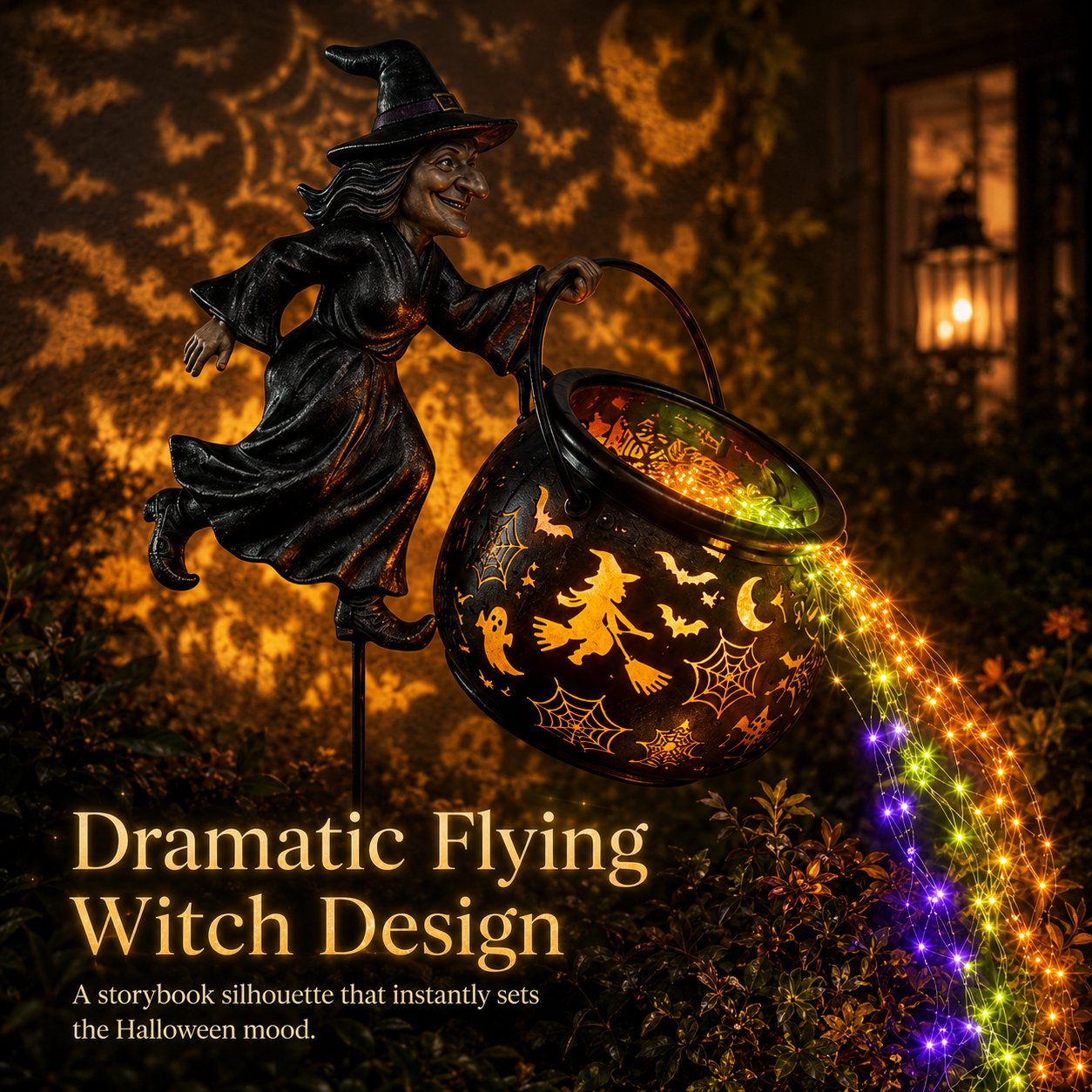 Witch cauldron garden light 5