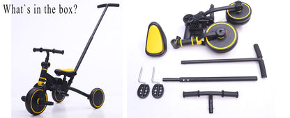 Everything included in the KINDRIDE Rove box, laid out flat
