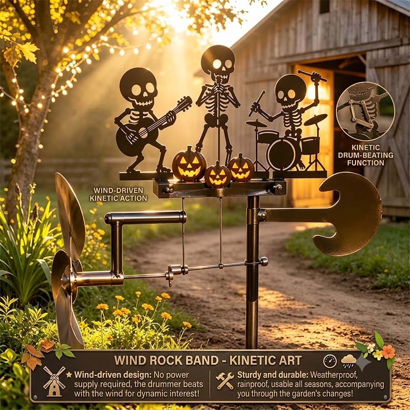 Skeleton Drummer Kinetic Wind Spinner — Halloween Garden Metal Yard Decor 16