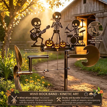 Skeleton Drummer Kinetic Wind Spinner — Halloween Garden Metal Yard Decor 16