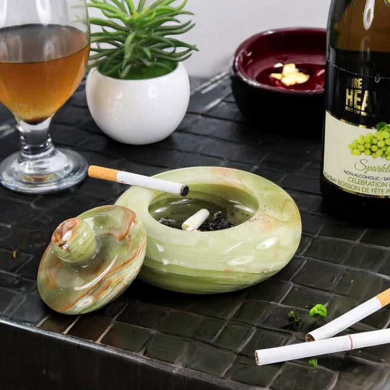 Marble Ash Tray with Lid - 12.5cm