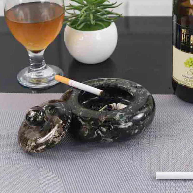 Marble Ash Tray with Lid - 12.5cm