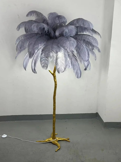 AVELUXE ostrich feather floor lamp - Grey