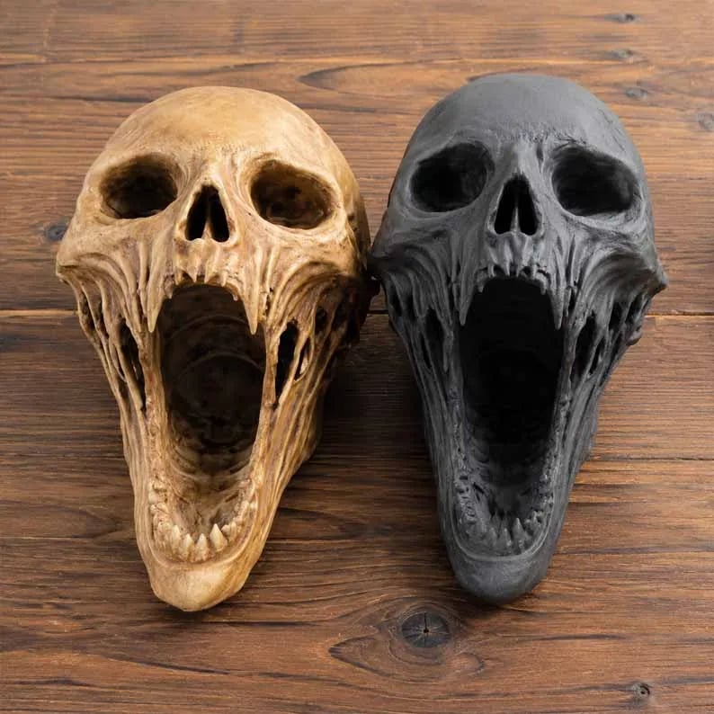 Gothic Demon Skull Sculpture — Dark Fantasy Home Decor 14