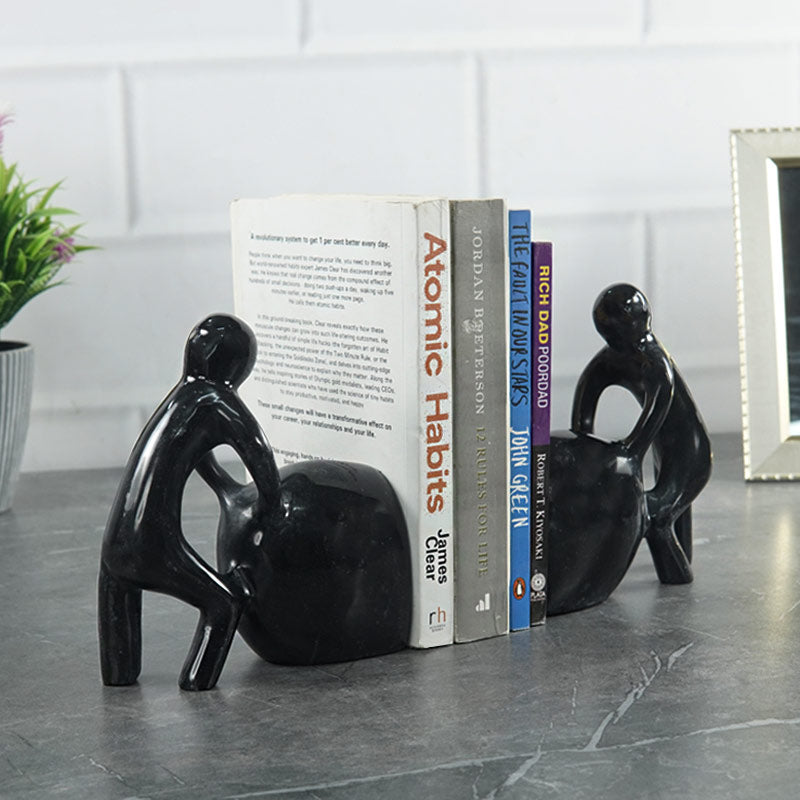 Marble Stone Man Bookends - Set of 2