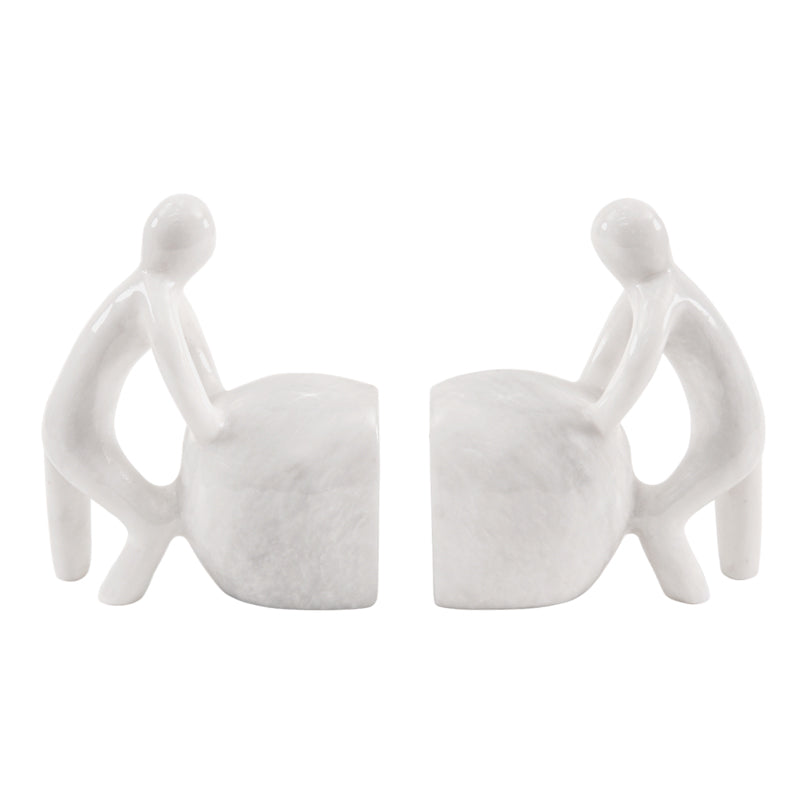 Marble Stone Man Bookends - Set of 2
