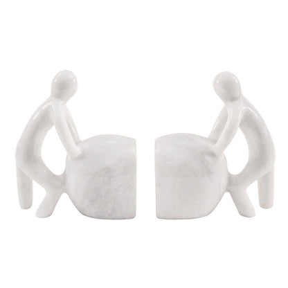 Marble Stone Man Bookends - Set of 2