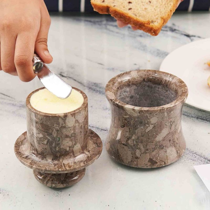 Marble Butter Crock - Curve
