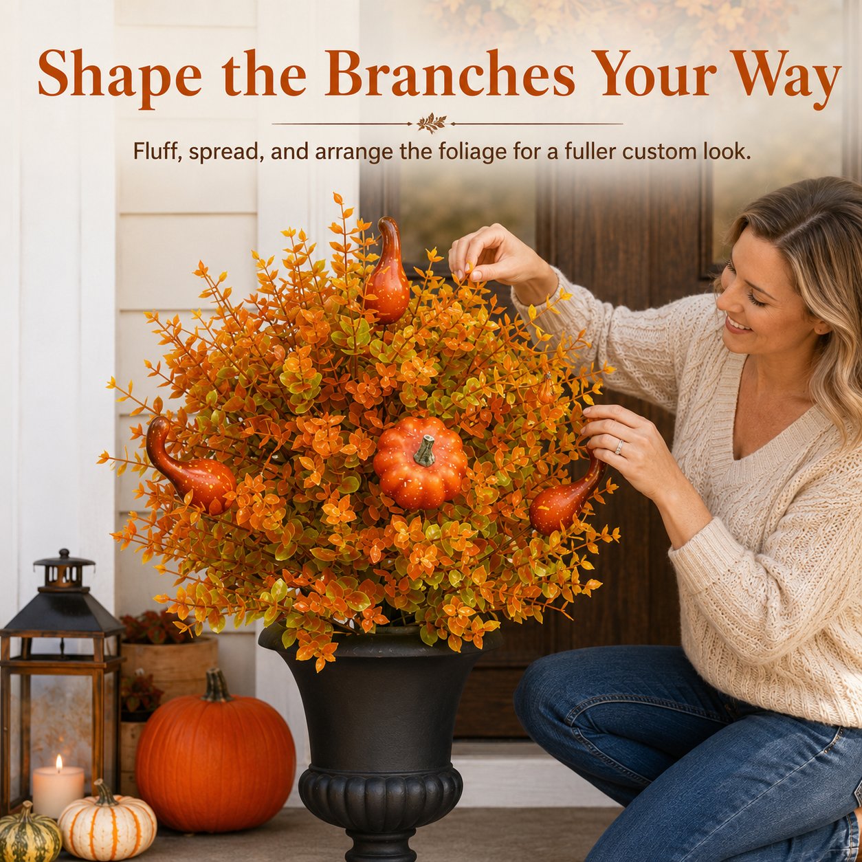 Artificial Fall Pumpkin Tree Stakes — Autumn Garden Decor 26