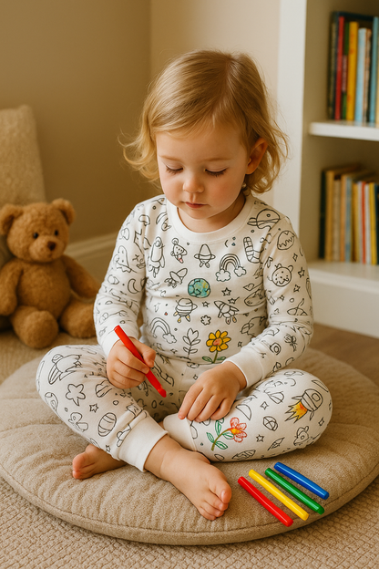 ScribbleDreams™ Sketch Colorful Children's Pajama Set