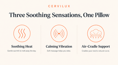 CerviLux™ Classic — 3-in-1 Cervical Neck Pillow with Heat, Vibration & Traction Massage (Memory Foam)