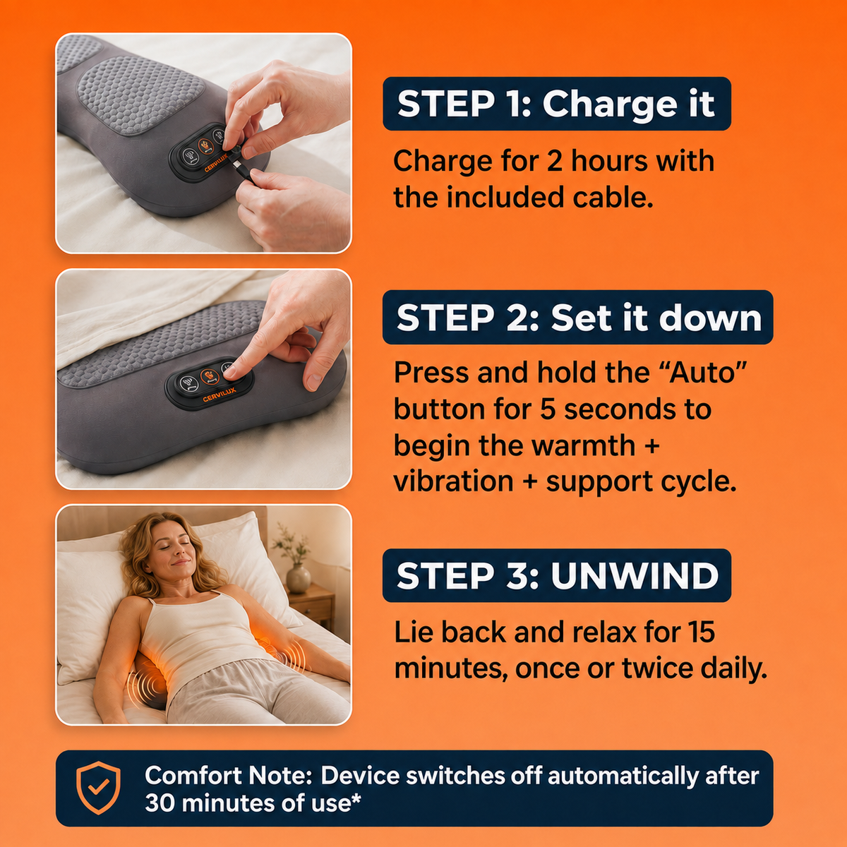 Cervilux Thera Back — Cordless Heated Lumbar Support Pillow 7
