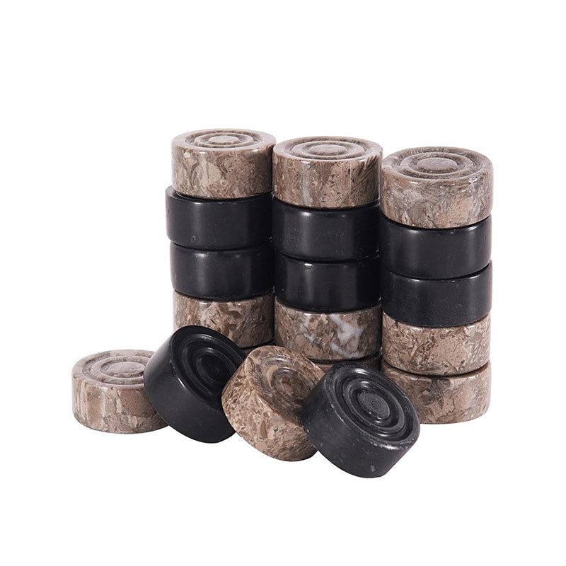 Marble Checkers Figures - Oceanic and Black
